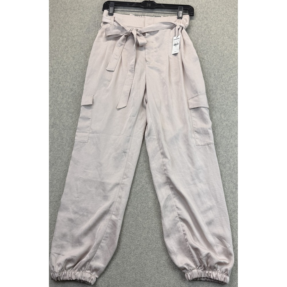 NWT Express Womens Belted Cargo Jogger Pants Dusty Pink Utility Streetwear S